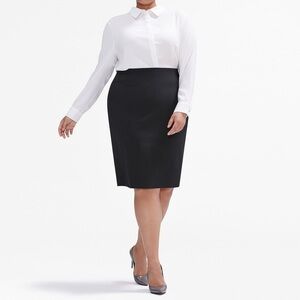 The Cobble Hill Skirt Black Tropical Wool Women’s Plus Size +1 (1X) Pencil EUC